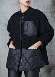 Organic Black Oversized Patchwork Faux Fur Jackets Spring