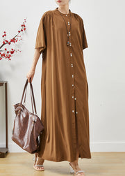 Organic Brown Oversized Cotton Maxi Dresses Summer