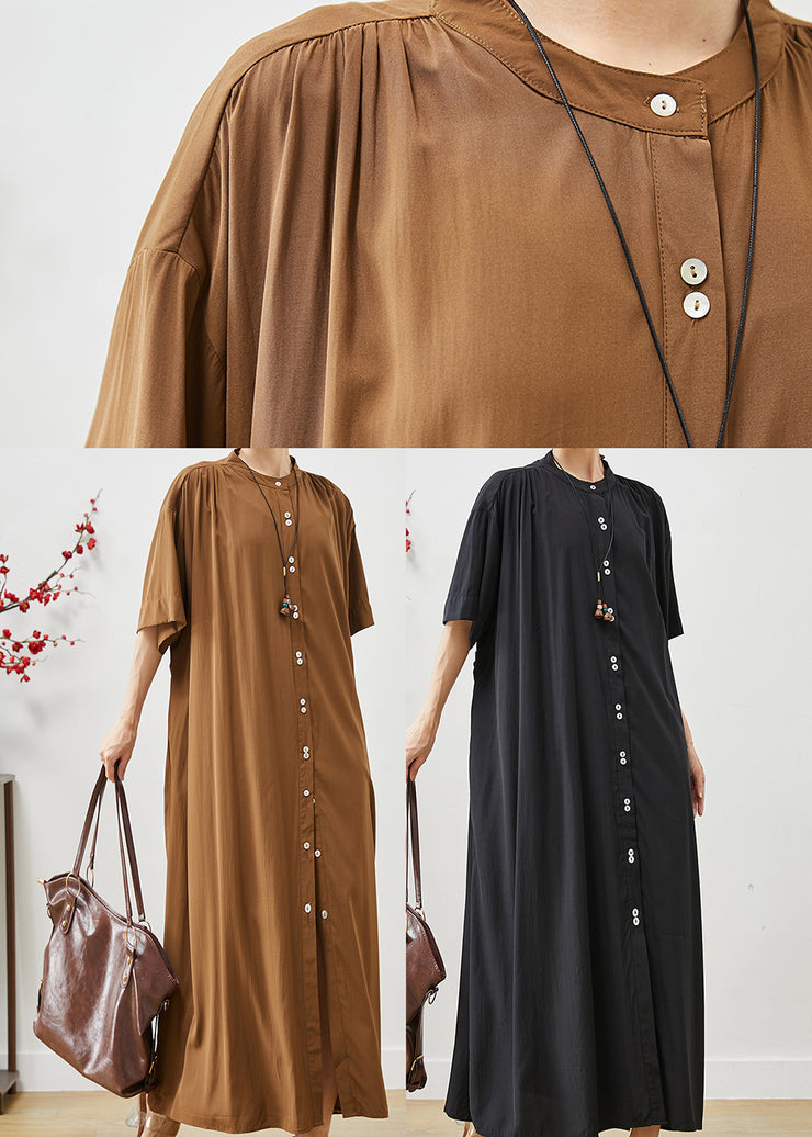 Organic Brown Oversized Cotton Maxi Dresses Summer