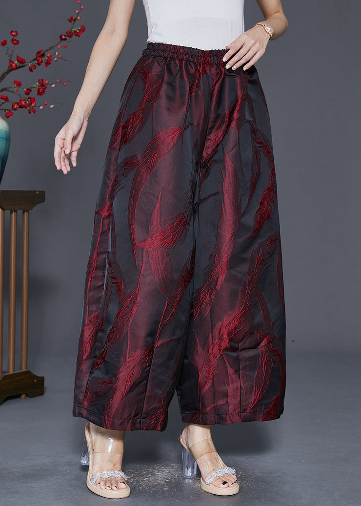 Organic Mulberry Feather Jacquard Pockets Silk Wide Leg Pants Fall