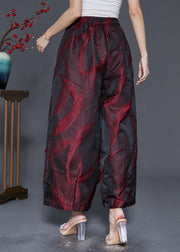 Organic Mulberry Feather Jacquard Pockets Silk Wide Leg Pants Fall