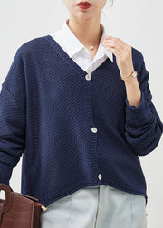 Organic Navy Oversized Knit Cardigans Spring