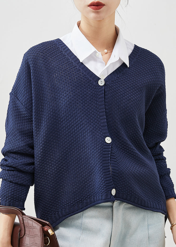 Organic Navy Oversized Knit Cardigans Spring