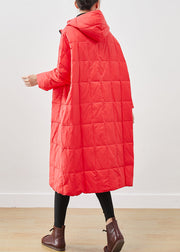 Organic Red Oversized Warm Duck Down Puffers Jackets Winter