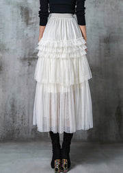 Organic White Layered Tulle Beach Skirt Summer