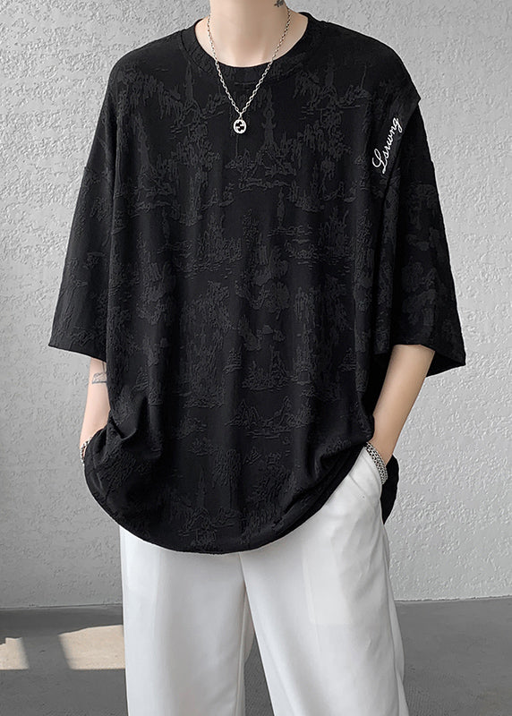 Organic White O Neck Patchwork Cotton Oversized T Shirt Men Summer