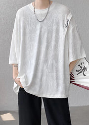 Organic White O Neck Patchwork Cotton Oversized T Shirt Men Summer