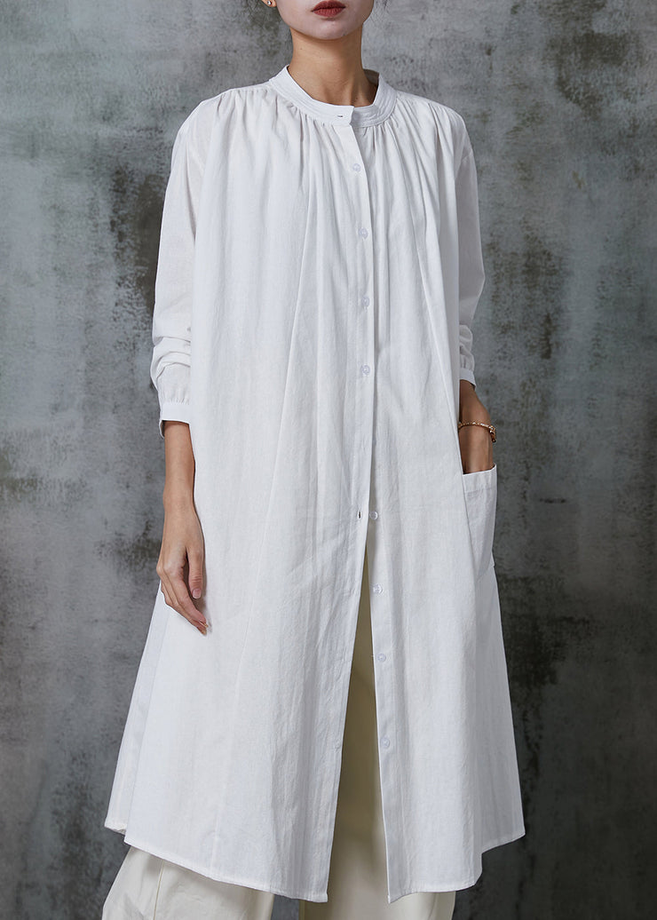 Organic White Oversized Cotton Vacation Shirt Dresses Spring