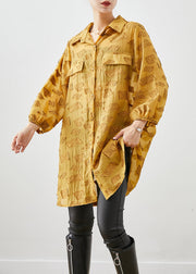 Organic Yellow Oversized Spandex Shirt Top Fall