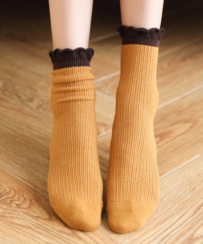 Original Cute Ruffles Cotton Mid Calf Socks