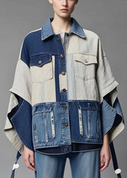 Original Design Asymmetrical Patchwork Denim Coats Fall