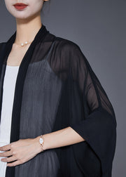 Original Design Black Oversized Black Side Open Silk Cardigan Summer