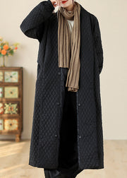 Original Design Black Pockets Thick Loose Fine Cotton Filled Coats Winter