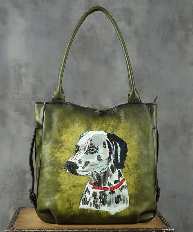 Original Design DIY Paitings Calf Leather Satchel Handbag
