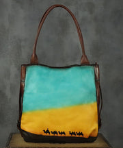 Original Design DIY Paitings Calf Leather Satchel Handbag