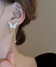 Original Design Gold Alloy Pearl Butterfly Star Tassel Drop Earrings