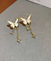 Original Design Gold Alloy Pearl Butterfly Star Tassel Drop Earrings