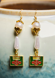 Original Design Gold Lock Water Droplet Pearl Drop Earrings