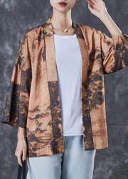 Original Design Khaki Oversized Print Cardigan Spring