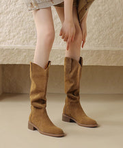 Original Design Light Brown High Boots Chunky Suede