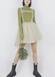 Original Design Light Grey Asymmetrical Design Tulle Short Strap Dress Summer