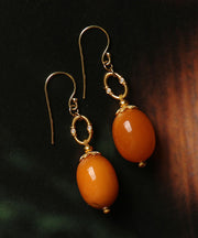 Original Design Orange Ancient Gold Zircon Beeswax Drop Earrings