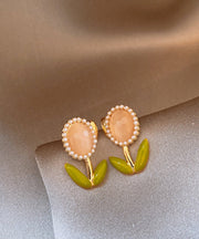 Original Design Pink Sterling Silver Alloy Tulip Stud Earrings