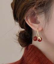 Original Design Red Copper Overgild Tomato Hoop Earrings