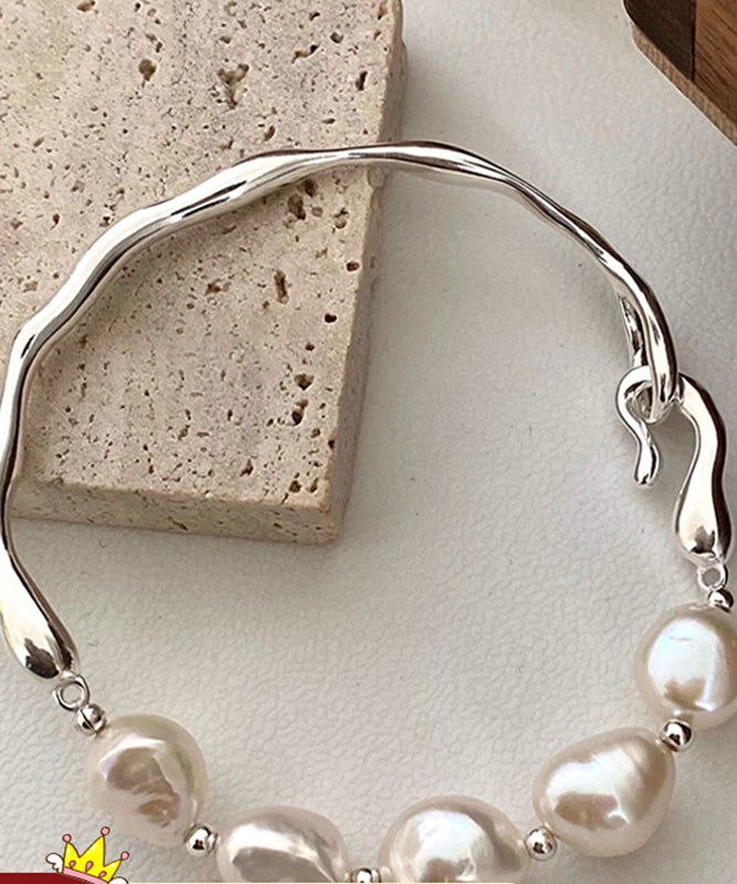 Original Design White Sterling Silver Pearl Bracelet