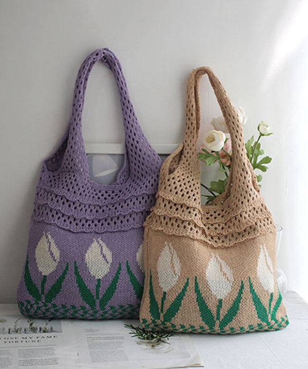 Original Hollowed Out Jacquard Knitted Shoulder Bag