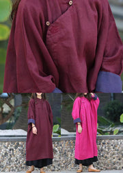 Original Mulberry Stand Collar Button Loose Linen Gown Spring