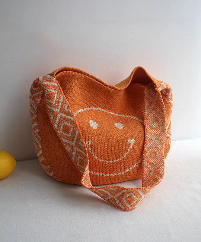 Original Orange Smiling Face Knitted Messenger Bag