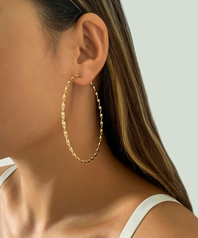 Oversize Gold Alloy Big Circle Hoop Earrings