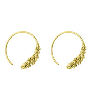 Oversize Gold Metal Overgild Wheat Ear Circle Hoop Earrings