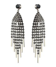 Oversize Grey Zircon Tassel Drop Earrings