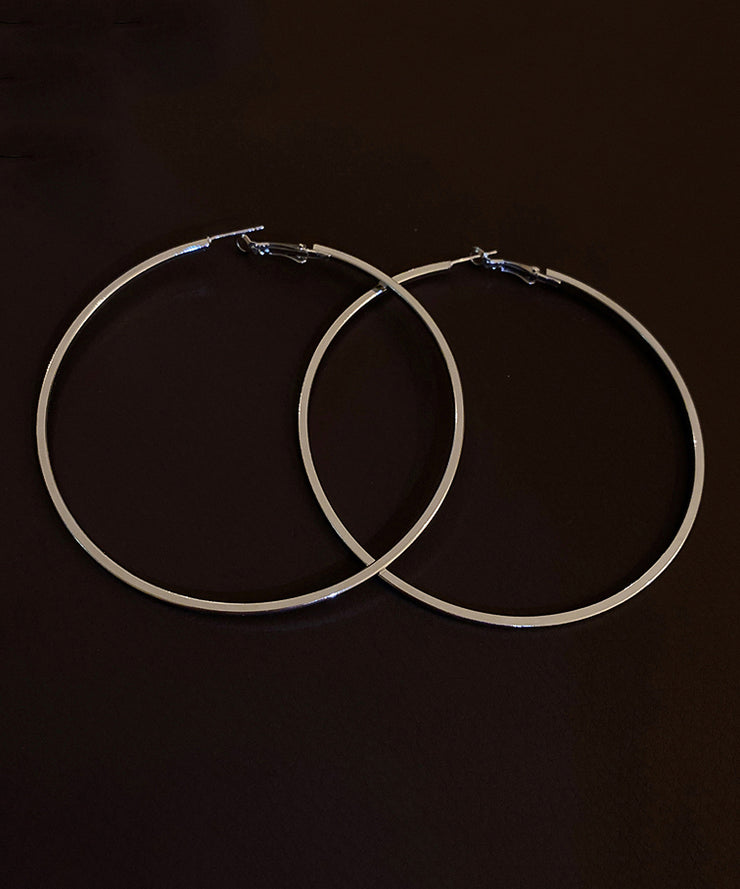 Oversize Silk Metal Circle Hoop Earrings