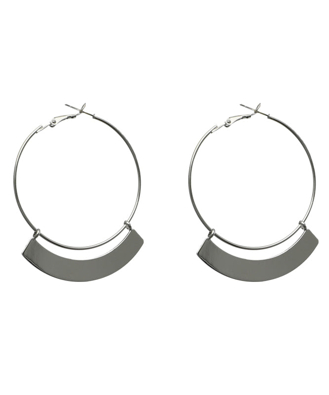 Oversize Silk Sterling Silver Alloy Hoop Earrings