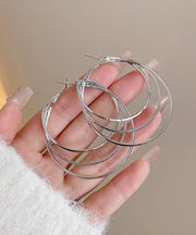 Oversize Silk Sterling Silver Layered Hoop Earrings