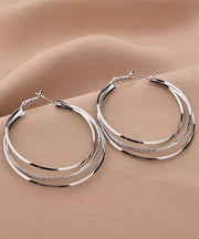 Oversize Silk Sterling Silver Layered Hoop Earrings