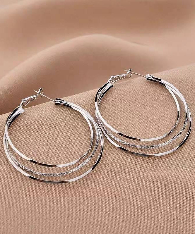 Oversize Silk Sterling Silver Layered Hoop Earrings