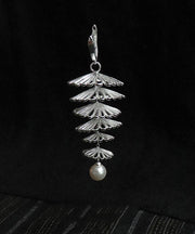 Oversize Silk Sterling Silver Pearl Tree Drop Earrings