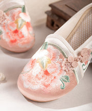 Pink Embroideried Slide Sandals Handmade Splicing Cotton Fabric