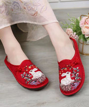 Pink Embroidery Retro Splicing Slide Sandals