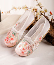 Pink Flat Shoes For Women Splicing Tulle Embroideried