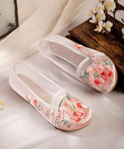 Pink Flat Shoes For Women Splicing Tulle Embroideried