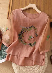 Pink Low High Design Cotton T Shirts O Neck Summer