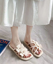 Pink Stylish Hollow Out Floral Splicing Slide Sandals