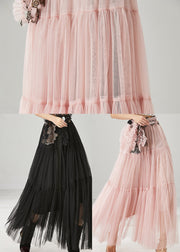 Pink Tulle Beach Skirts Embroidered Ruffled Spring