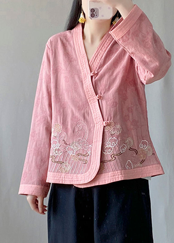 Pink V Neck Button Cardigans Fall