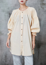 Plus Size Apricot Oversized Cotton Shirt Spring